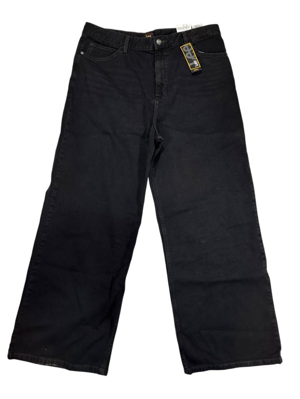 Lee Heritage Wide Leg High-Waist Black Jeans Womens Size 18M Relaxed Fit